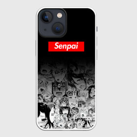 Чехол для iPhone 13 mini с принтом Senpai в Петрозаводске,  |  | 2 versia | ahegao | anime | manga | paint | red | sempai | senpai | sup | supreme | trend | white | аниме | белый | манга | семпай | сенпай | суп | суприм