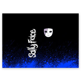Поздравительная открытка с принтом Sally Face (26) в Петрозаводске, 100% бумага | плотность бумаги 280 г/м2, матовая, на обратной стороне линовка и место для марки
 | face | fisher | larry johnson | mask | sally | sally face | sally fisher | демоны | духи | маска | призраки | салли | салли фейс | салли фишер | фейс