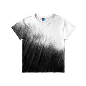 Детская футболка 3D с принтом Просто дождь в Петрозаводске, 100% гипоаллергенный полиэфир | прямой крой, круглый вырез горловины, длина до линии бедер, чуть спущенное плечо, ткань немного тянется | грусть | дождь | зонт | зонтик | ливень | печаль | тоска | чб