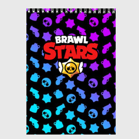 Скетчбук с принтом BRAWL STARS в Петрозаводске, 100% бумага
 | 48 листов, плотность листов — 100 г/м2, плотность картонной обложки — 250 г/м2. Листы скреплены сверху удобной пружинной спиралью | 8 bit | 8 бит | bibi | brawl stars | crow | el brown | leon | leon shark | max | mr.p | sally leon | shark | stars | virus | werewolf | акула | биби | вирус | ворон | леон | оборотень | пингвин