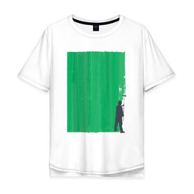 Мужская футболка хлопок Oversize с принтом Маляр в Петрозаводске, 100% хлопок | свободный крой, круглый ворот, “спинка” длиннее передней части | абстракция | дерево | дизайнер | краска | маляра | художник