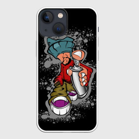 Чехол для iPhone 13 mini с принтом Граффити в Петрозаводске,  |  | art | beard | cartoon | cool | finger | graffiti | guy | hand | hat | pattern | red | shoes | sneakers | street | teenager | urban | баллончик | борода | граффити | искусство | классный | клёвый | красный | кроссовки | крутой | обувь | палец | парень | по