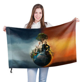 Флаг 3D с принтом Good Omens в Петрозаводске, 100% полиэстер | плотность ткани — 95 г/м2, размер — 67 х 109 см. Принт наносится с одной стороны | good omens | азирафель | ангел | благие намерения | гуд оменс | демон | кроули