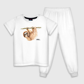 Детская пижама хлопок с принтом Ленивец в Петрозаводске, 100% хлопок |  брюки и футболка прямого кроя, без карманов, на брюках мягкая резинка на поясе и по низу штанин
 | sloth | ленивец | ленивцы