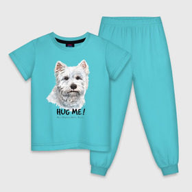 Детская пижама хлопок с принтом Вест-хайленд-уайт-терьер в Петрозаводске, 100% хлопок |  брюки и футболка прямого кроя, без карманов, на брюках мягкая резинка на поясе и по низу штанин
 | Тематика изображения на принте: dog | highland | terrier | west | white | вест | собака | собаки | терьер | уайт | хайленд