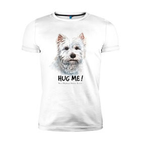 Мужская футболка премиум с принтом Вест-хайленд-уайт-терьер в Петрозаводске, 92% хлопок, 8% лайкра | приталенный силуэт, круглый вырез ворота, длина до линии бедра, короткий рукав | dog | highland | terrier | west | white | вест | собака | собаки | терьер | уайт | хайленд