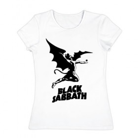 Женская футболка хлопок с принтом Black Sabbath в Петрозаводске, 100% хлопок | прямой крой, круглый вырез горловины, длина до линии бедер, слегка спущенное плечо | black sabbath | hard rock | heavy metal | блэк сабат | группы | метал | музыка | оззи осборн | рок | хард рок | хэви метал