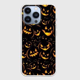 Чехол для iPhone 13 Pro с принтом Хэллоуин в Петрозаводске,  |  | background | black | color | eyes | fangs | halloween | holiday | horror | orange | pumpkin | sinister | teeth | vegetable | yellow | глаза | желтый | зловещий | зубы | клыки | овощ | оранжевый | праздник | тыквы | ужас | фон | хэллоуин | цвет | черный