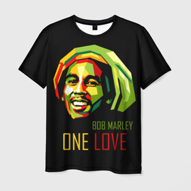 Мужская футболка 3D с принтом Боб Марли в Петрозаводске, 100% полиэфир | прямой крой, круглый вырез горловины, длина до линии бедер | Тематика изображения на принте: bob marley | one love | боб марли