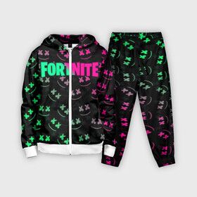 Детский костюм 3D с принтом FORTNITE x MARSHMELLO в Петрозаводске,  |  | 2019 | armor | armour | cybersport | dj | esport | fortnite | game | glitch | logo | marshmello | season 9 | usa | америка | броня | глитч | игра | киберспорт | клубная музыка | маршмелло | 