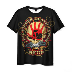 Мужская футболка 3D с принтом Five Finger Death Punch в Петрозаводске, 100% полиэфир | прямой крой, круглый вырез горловины, длина до линии бедер | 5fdp | ffdp | five finger death punch | metal | альтернатива | группы | метал | музыка | хеви метал