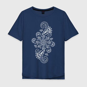 Мужская футболка хлопок Oversize с принтом Красивый цветок в Петрозаводске, 100% хлопок | свободный крой, круглый ворот, “спинка” длиннее передней части | гжель | узоры | хохлома | цветы