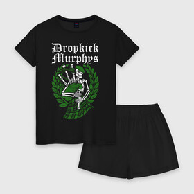 Женская пижама с шортиками хлопок с принтом Dropkick Murphys в Петрозаводске, 100% хлопок | футболка прямого кроя, шорты свободные с широкой мягкой резинкой | celtic punk | dropkick murphys | hardcore | oi | punk | группы | кельтский панк | музыка | панк | рок | стрит панк | фолк панк