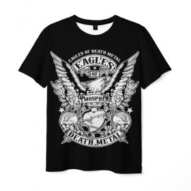 Мужская футболка 3D с принтом Eagles of Death Metal в Петрозаводске, 100% полиэфир | прямой крой, круглый вырез горловины, длина до линии бедер | 