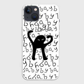 Чехол для iPhone 13 с принтом ЪУЪ СЪУКА в Петрозаводске,  |  | cat | mem | memes | truxkot19 | интернет приколы | кот | мем | мем кот | ъуъ | ъуъ съука