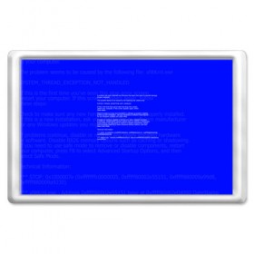 Магнит 45*70 с принтом СИНИЙ ЭКРАН СМЕРТИ в Петрозаводске, Пластик | Размер: 78*52 мм; Размер печати: 70*45 | anonymus | blue death screen | cod | hack | hacker | it | program | texture | айти | аноним | анонимус | взлом | код | кодинг | программа | программист | текстура | хак | хакер