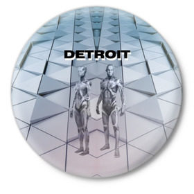 Значок с принтом Detroit: Вecome Human в Петрозаводске,  металл | круглая форма, металлическая застежка в виде булавки | 3d | cтать человеком | detroit city | detroit: вecome human | игра | интерактивная | квест | кинематограф | приключения | франция