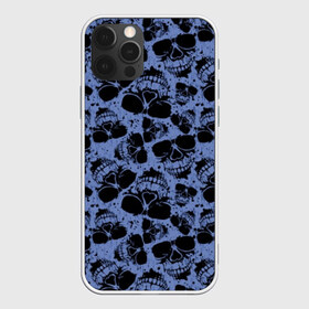 Чехол для iPhone 12 Pro Max с принтом Черепа в Петрозаводске, Силикон |  | abstraction | black | blue | bones | death | fear | grunge | halloween | horror | skeleton | skull | symbol | абстракция | гранж | кости | символ | синий | скелет | ужас | хэллоуин | череп | черный