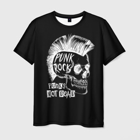 Мужская футболка 3D с принтом Панки не умирают в Петрозаводске, 100% полиэфир | прямой крой, круглый вырез горловины, длина до линии бедер | dude | guy | illustration | mohawk | music | negative | punk rock | punks | retro | skull | style | vintage | винтаж | иллюстрация | ирокез | музыка | негатив | панк рок | панки | парень | ретро | стиль | череп | чувак