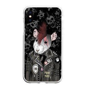 Чехол для iPhone XS Max матовый с принтом Крыса в косухе в Петрозаводске, Силикон | Область печати: задняя сторона чехла, без боковых панелей | Тематика изображения на принте: anarchy | clothes | cool | earring | hairstyle | hamster | icon | jacket | mohawk | mouse | music | muzzle | piercing | punk | rat | riveting | rock | skull | spikes | анархия | значок | ирокез | к | клепки | круто | крыса | куртка | музыка | мышь