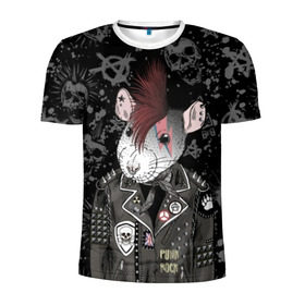 Мужская футболка 3D спортивная с принтом Крыса в косухе в Петрозаводске, 100% полиэстер с улучшенными характеристиками | приталенный силуэт, круглая горловина, широкие плечи, сужается к линии бедра | anarchy | clothes | cool | earring | hairstyle | hamster | icon | jacket | mohawk | mouse | music | muzzle | piercing | punk | rat | riveting | rock | skull | spikes | анархия | значок | ирокез | к | клепки | круто | крыса | куртка | музыка | мышь