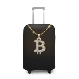 Чехол для чемодана 3D с принтом Бриллиантовый биткоин в Петрозаводске, 86% полиэфир, 14% спандекс | двустороннее нанесение принта, прорези для ручек и колес | bitcoin | black | chain | color | diamond | emblem | gold | golden | hip hop | logo | luxury | money | style | symbol | алмаз | блеск | блестящий | бриллиант | валюта | деньги | знак | золото | золотой | криптовалюта | кулон | логотип | люкс | роскошь | с