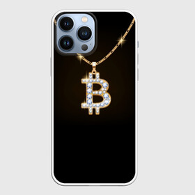 Чехол для iPhone 13 Pro Max с принтом Бриллиантовый биткоин в Петрозаводске,  |  | bitcoin | black | chain | color | diamond | emblem | gold | golden | hip hop | logo | luxury | money | style | symbol | алмаз | блеск | блестящий | бриллиант | валюта | деньги | знак | золото | золотой | криптовалюта | кулон | логотип | люкс | роскошь | с