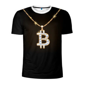 Мужская футболка 3D спортивная с принтом Бриллиантовый биткоин в Петрозаводске, 100% полиэстер с улучшенными характеристиками | приталенный силуэт, круглая горловина, широкие плечи, сужается к линии бедра | bitcoin | black | chain | color | diamond | emblem | gold | golden | hip hop | logo | luxury | money | style | symbol | алмаз | блеск | блестящий | бриллиант | валюта | деньги | знак | золото | золотой | криптовалюта | кулон | логотип | люкс | роскошь | с