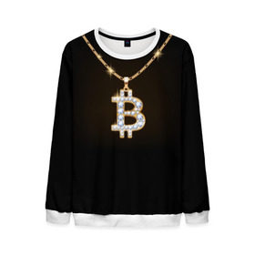 Мужской свитшот 3D с принтом Бриллиантовый биткоин в Петрозаводске, 100% полиэстер с мягким внутренним слоем | круглый вырез горловины, мягкая резинка на манжетах и поясе, свободная посадка по фигуре | bitcoin | black | chain | color | diamond | emblem | gold | golden | hip hop | logo | luxury | money | style | symbol | алмаз | блеск | блестящий | бриллиант | валюта | деньги | знак | золото | золотой | криптовалюта | кулон | логотип | люкс | роскошь | с