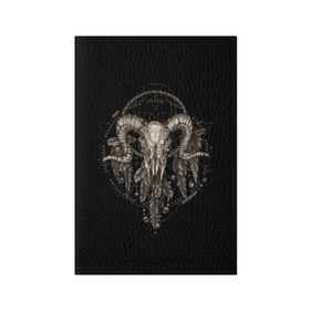 Обложка для паспорта матовая кожа с принтом Овен в ловце снов в Петрозаводске, натуральная матовая кожа | размер 19,3 х 13,7 см; прозрачные пластиковые крепления | aries | black | charm | cobweb | dream catcher | ethnic | feathers | goat | horns | mystic | national | ram | skeleton | skull | taurus | totem | баран | гороскоп | знак зодиака | козел | ловец снов | мистика | национальный | оберег | овен | паутина | пер