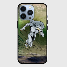 Чехол для iPhone 13 Pro с принтом Great White в Петрозаводске,  |  | Тематика изображения на принте: brawn | element | fangs | foam | grin | jaw | ocean | run | shark | teeth | wave | акула | бег | волна | зубы | клыки | мускулы | океан | оскал | пена | стихия