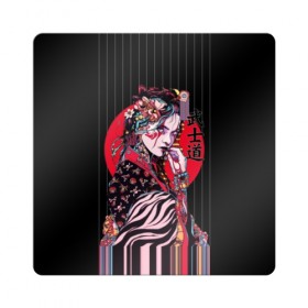 Магнит виниловый Квадрат с принтом Гейша в Петрозаводске, полимерный материал с магнитным слоем | размер 9*9 см, закругленные углы | beauty | black | bright | character | cool | decorations | flowers | geisha | girl | hairstyle | japan | kimon | lines | red | stripes | woman | young | девушка | женщина | иероглиф | кимоно | красный | красотка | круто | линии | молодая | полосы 