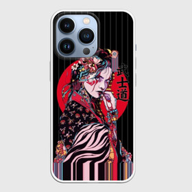 Чехол для iPhone 13 Pro с принтом Гейша в Петрозаводске,  |  | beauty | black | bright | character | cool | decorations | flowers | geisha | girl | hairstyle | japan | kimon | lines | red | stripes | woman | young | девушка | женщина | иероглиф | кимоно | красный | красотка | круто | линии | молодая | полосы 