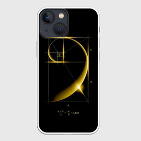 Чехол для iPhone 13 mini с принтом Золотое сечение в Петрозаводске,  |  | black | development | equation | formula | gold | golden | ideal | perfection | proportion | section | spiral | золото | золотое | идеальная | пропорция | развитие | сечение | совершенство | спираль | уравнение | формула | черный