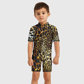 Детский купальный костюм 3D с принтом Шкура леопарда в Петрозаводске, Полиэстер 85%, Спандекс 15% | застежка на молнии на спине | animal | cheeky | dangerous | leopard | nature | pattern | predator | skin | spots | wild | дерзкий | дикий | животное | леопард | опасный | природа | пятна | узор | хищник