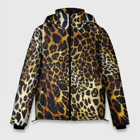 Мужская зимняя куртка 3D с принтом Шкура леопарда в Петрозаводске, верх — 100% полиэстер; подкладка — 100% полиэстер; утеплитель — 100% полиэстер | длина ниже бедра, свободный силуэт Оверсайз. Есть воротник-стойка, отстегивающийся капюшон и ветрозащитная планка. 

Боковые карманы с листочкой на кнопках и внутренний карман на молнии. | animal | cheeky | dangerous | leopard | nature | pattern | predator | skin | spots | wild | дерзкий | дикий | животное | леопард | опасный | природа | пятна | узор | хищник
