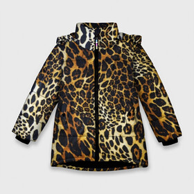 Зимняя куртка для девочек 3D с принтом Шкура леопарда в Петрозаводске, ткань верха — 100% полиэстер; подклад — 100% полиэстер, утеплитель — 100% полиэстер. | длина ниже бедра, удлиненная спинка, воротник стойка и отстегивающийся капюшон. Есть боковые карманы с листочкой на кнопках, утяжки по низу изделия и внутренний карман на молнии. 

Предусмотрены светоотражающий принт на спинке, радужный светоотражающий элемент на пуллере молнии и на резинке для утяжки. | animal | cheeky | dangerous | leopard | nature | pattern | predator | skin | spots | wild | дерзкий | дикий | животное | леопард | опасный | природа | пятна | узор | хищник