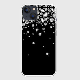 Чехол для iPhone 13 с принтом Бриллианты в Петрозаводске,  |  | black | cut | diamond | gem | glitter | jewel | luxury | shine | white | алмаз | белый | блеск | бриллиант | диамант | драгоценность | драгоценный камень | люкс | огранка | роскошь | сияние | черный