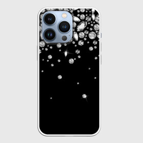 Чехол для iPhone 13 Pro с принтом Бриллианты в Петрозаводске,  |  | black | cut | diamond | gem | glitter | jewel | luxury | shine | white | алмаз | белый | блеск | бриллиант | диамант | драгоценность | драгоценный камень | люкс | огранка | роскошь | сияние | черный