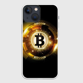 Чехол для iPhone 13 mini с принтом Золотой биткоин в Петрозаводске,  |  | bitcoin | black | business | coin | digital | electronic | emblem | future | golden | money | power | symbol | technology | web | yellow | бизнес | биткоин | будущее | валюта | веб | власть | деньги | желтый | жетон | золотой | криптовалюта | монета | сим