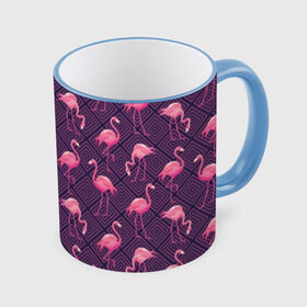 Кружка с принтом Фламинго в Петрозаводске, керамика | ёмкость 330 мл | abstraction | beak | bird | fauna | feathers | flamingo | flora | geometry | happiness | nature | pink | purple | tropical | tropics | абстракция | геометрия | клюв | перья | природа | птица | розовый | счастье | тропики | тропический | фауна | фиолетовый