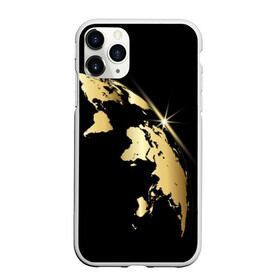 Чехол для iPhone 11 Pro Max матовый с принтом Золотая планета в Петрозаводске, Силикон |  | black | continent | earth | gold | map | planet | radiance | ray | world | земля | золото | карта | континент | луч | материк | мир | планета | сияние | черный