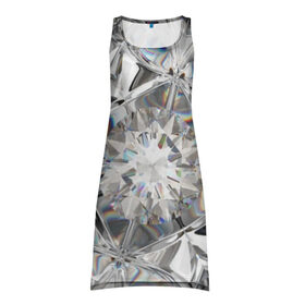 Платье-майка 3D с принтом Бриллиантовый блеск в Петрозаводске, 100% полиэстер | полуприлегающий силуэт, широкие бретели, круглый вырез горловины, удлиненный подол сзади. | cut | diamond | gem | glitter | jewel | kaleidoscope | luxury | shine | sparkle | white | алмаз | белый | блеск | бриллиант | диамант | драгоценность | драгоценный камень | калейдоскоп | люкс | огранка | роскошь | сверкать | сияние
