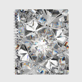 Тетрадь с принтом Бриллиантовый блеск в Петрозаводске, 100% бумага | 48 листов, плотность листов — 60 г/м2, плотность картонной обложки — 250 г/м2. Листы скреплены сбоку удобной пружинной спиралью. Уголки страниц и обложки скругленные. Цвет линий — светло-серый
 | cut | diamond | gem | glitter | jewel | kaleidoscope | luxury | shine | sparkle | white | алмаз | белый | блеск | бриллиант | диамант | драгоценность | драгоценный камень | калейдоскоп | люкс | огранка | роскошь | сверкать | сияние