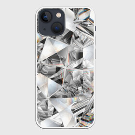 Чехол для iPhone 13 mini с принтом Бриллиантовый блеск в Петрозаводске,  |  | cut | diamond | gem | glitter | jewel | kaleidoscope | luxury | shine | sparkle | white | алмаз | белый | блеск | бриллиант | диамант | драгоценность | драгоценный камень | калейдоскоп | люкс | огранка | роскошь | сверкать | сияние