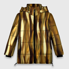 Женская зимняя куртка 3D с принтом Золотые волны в Петрозаводске, верх — 100% полиэстер; подкладка — 100% полиэстер; утеплитель — 100% полиэстер | длина ниже бедра, силуэт Оверсайз. Есть воротник-стойка, отстегивающийся капюшон и ветрозащитная планка. 

Боковые карманы с листочкой на кнопках и внутренний карман на молнии | abstraction | cool | glitter | gold | lines | luxury | metal | ribbons | shine | texture | абстракция | блеск | волны | золото | круто | ленты | линии | металл | прикольно | роскошь | сиять | текстура