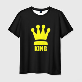 Мужская футболка 3D с принтом King в Петрозаводске, 100% полиэфир | прямой крой, круглый вырез горловины, длина до линии бедер | king | король | корона | прикол | шахматы