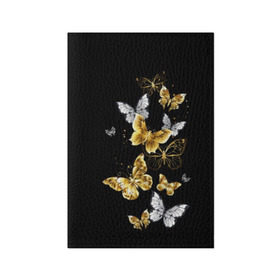 Обложка для паспорта матовая кожа с принтом Золотые бабочки в Петрозаводске, натуральная матовая кожа | размер 19,3 х 13,7 см; прозрачные пластиковые крепления | airy | black | butterfly | cool | cute | flight | flit | gold | insect | magical | white | wings | yellow | бабочка | белый | воздушный | волшебный | желтый | золото | крылья | милый | насекомое | полёт | порхать | прикольный | черный
