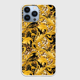 Чехол для iPhone 13 Pro Max с принтом Золотой узор в Петрозаводске,  |  | black | chain | curlicues | decor | decorative | glitter | gold | luxury | metal | pattern | sparkle | white | yellow | белый | блеск | декор | декоративный | жёлтый | завитушки | золото | люкс | металл | роскошь | сверкать | узор | цепь | черный