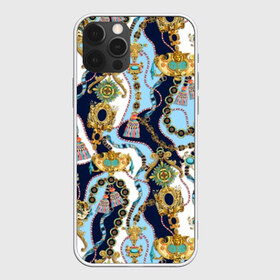 Чехол для iPhone 12 Pro Max с принтом Барокко в Петрозаводске, Силикон |  | baroque | blue | chain | decoration | fringe | gold | ribbon | style | vintage | white | барокко | бахрома | белый | винтаж | золото | кисточка | лента | синий | стиль | украшения | цепочка